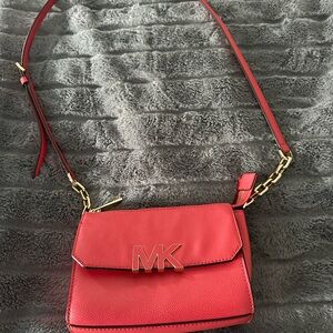 Michael Kors Red Crossbody Bag with Gold Accents